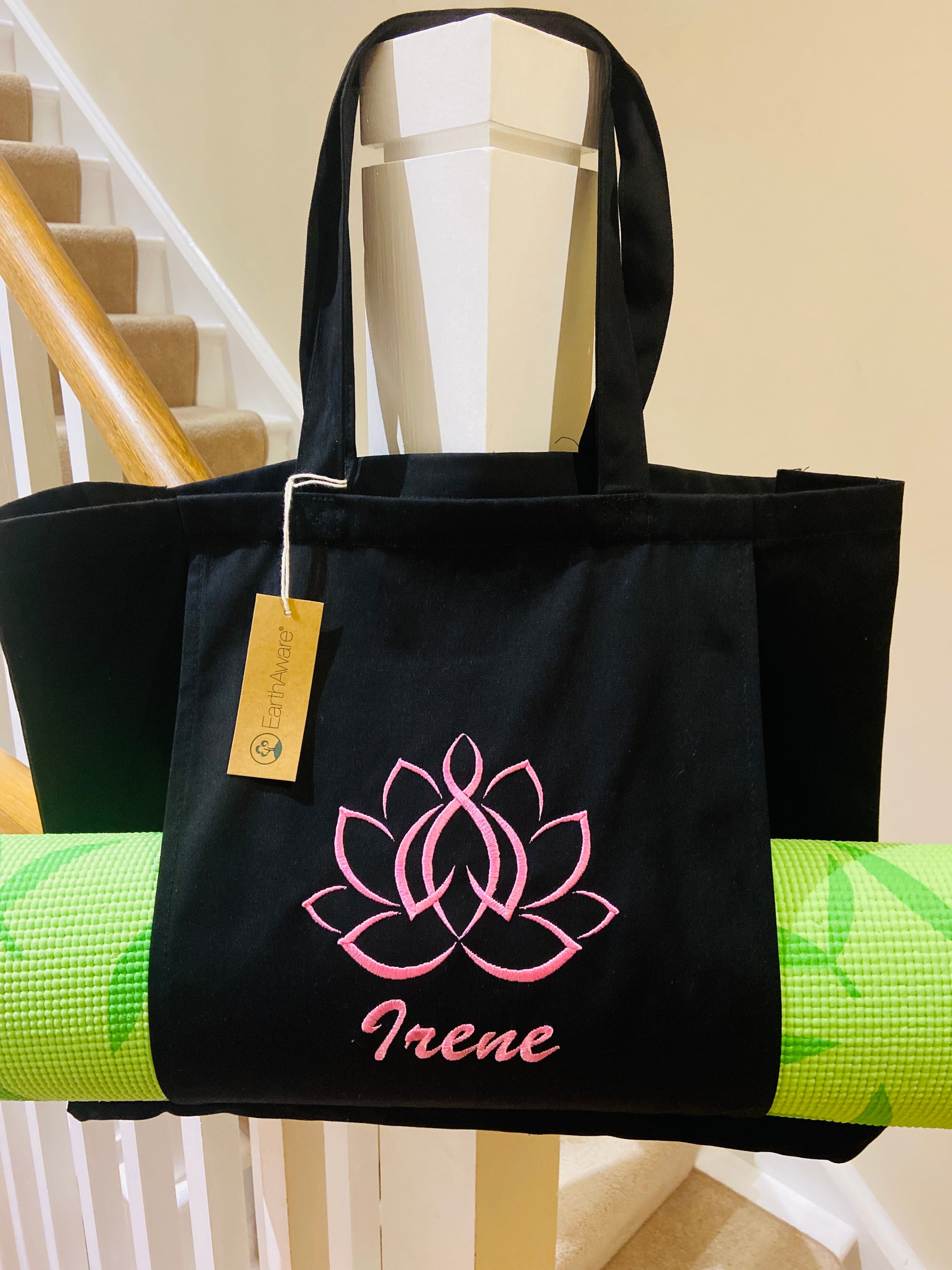 Personalised Yoga or Pilates Tote Bag  Lotus Flower Design –  CraftyMonkeysIE