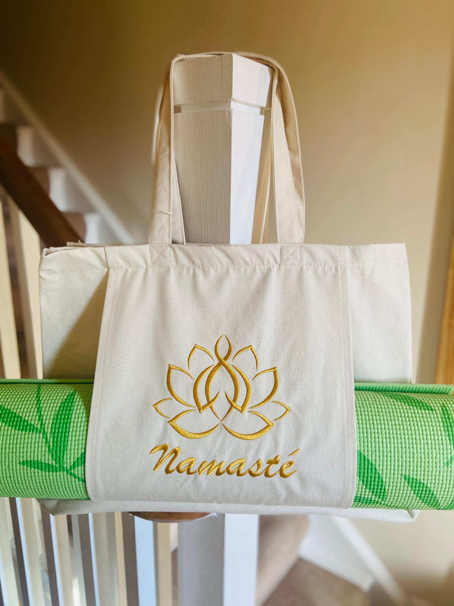 Personalised Yoga or Pilates Tote Bag | Lotus Flower Design